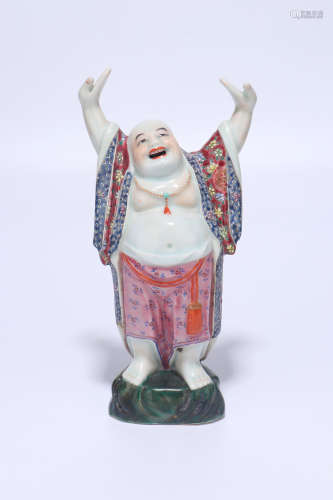 chinese qing dynasty famille rose porcelain buddha statue