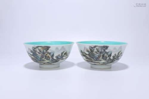 pair of chinese qing dynasty famille rose porcelain bowls