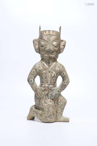 chinese gold-silver-inlaid statue