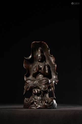 chinese republic period agalwood guanyin statue