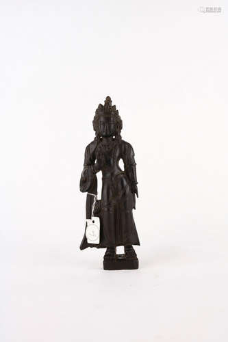 chinese qing dynasty rosewood statue of guan yin