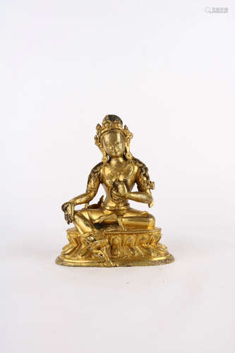 chinese qing dynasty gilt bronze buddha statue