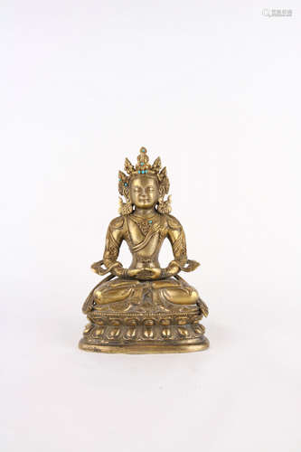 chinese qing dynasty gilt bronze buddha statue