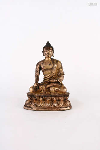 chinese qing dynasty gilt bronze sakyamuni statue