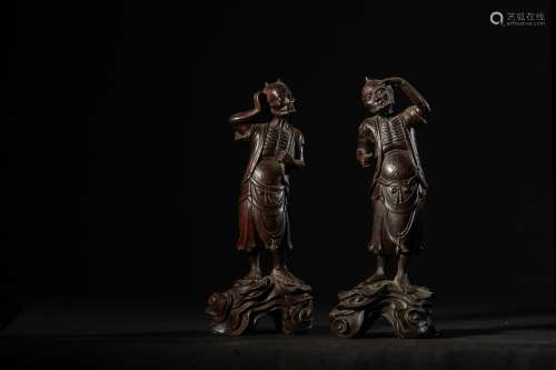 set of two chinese late qing dynasty huanghuali buddha statues