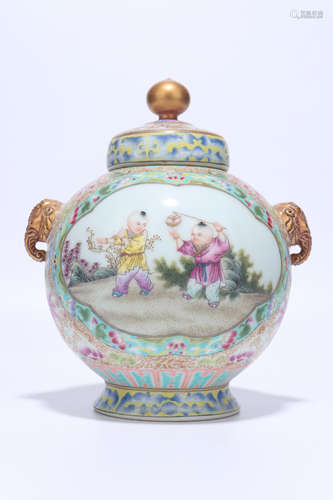 chinese qing dynasty famille rose porcelain covered pot