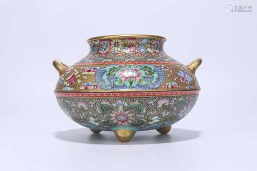 chinese qing dynasty famille rose porcelain censer