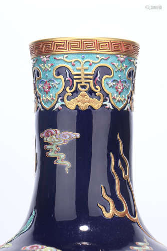 chinese qing dynasty blue glazed porcelain vase