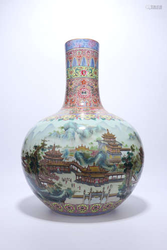 chinese qing dynasty famille rose porcelain globular vase