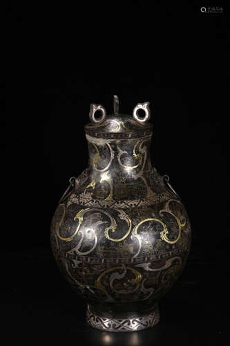 chinese gold-silver-inlaid bronze vessel