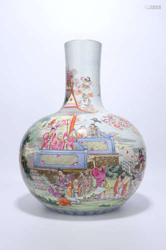 chinese qing dynasty famille rose porcelain globular vase