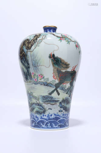 chinese qing dynasty blue and white porcelain meiping