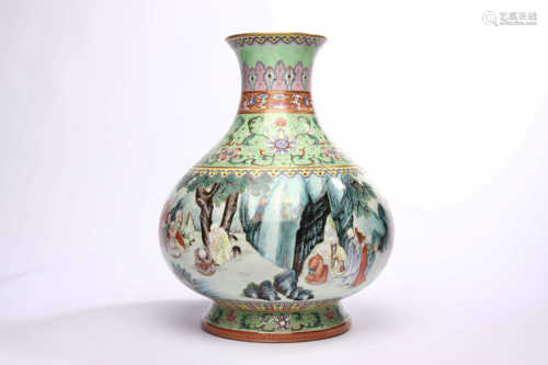 Famille rose figure vase