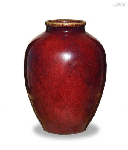 Red glazed white gourd pot