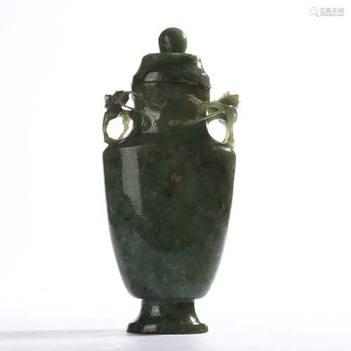 Hetian jade jade vase with double ears