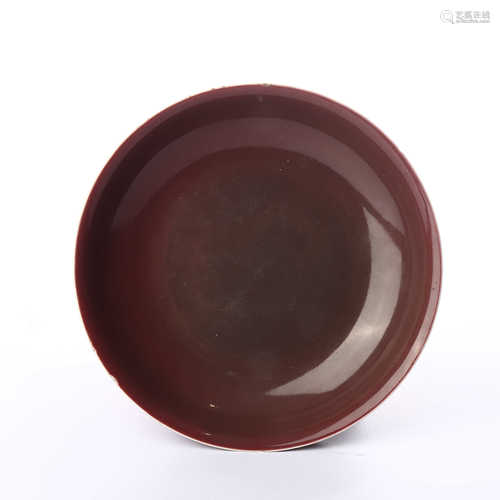 Red glaze plate of Daoguang Guan kiln