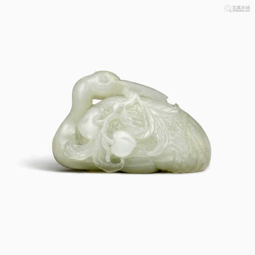 Hetian jade seed material white jade crane handle