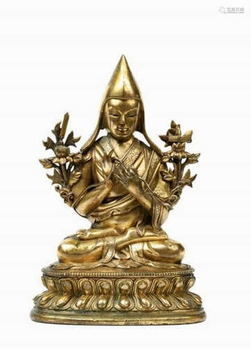 Bronze gilded statue of Guru