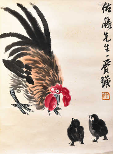 A picture of a rooster in Chinese painting