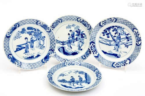 A group of blue and white maid patterns