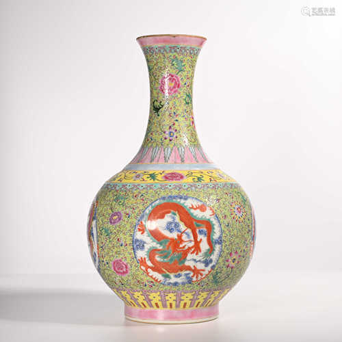 Fencaifenchuang flower dragon design vase