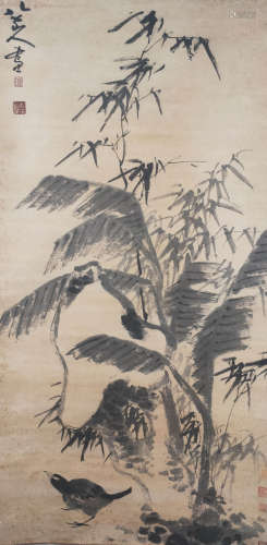 A Chinese Bamboo Leaf Painting, Ba Da Shanren Mark