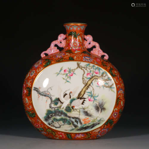 A Chinese Famille Rose Painted Porcelain Vase