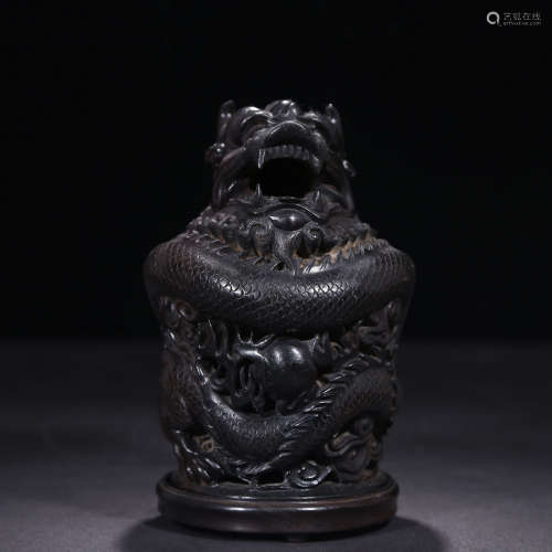A Chinese Dragon Pattern Red Sandalwood Carved Aromatherapy Ornament