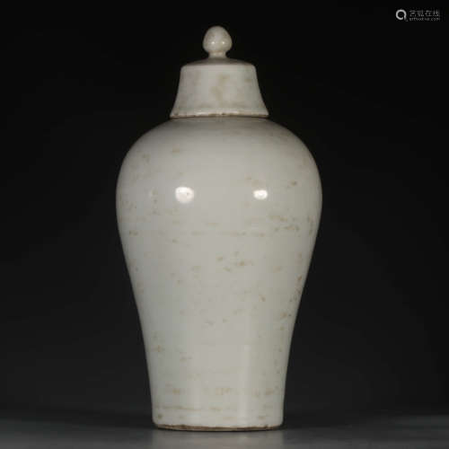 A Chinese Lovely White Glaze Floral Carved Porcelain Vase with Cover