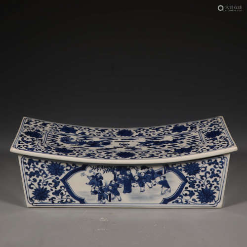 A Chinese Blue and White Twining Lotus Pattern Porcelain Pillow