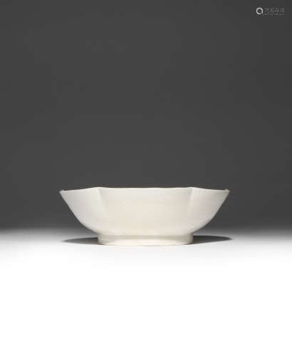 A RARE CHINESE DING WHITE GLAZED MALLOW-SHAPED FOOTED BOWL SONG DYNASTY The delicately potted