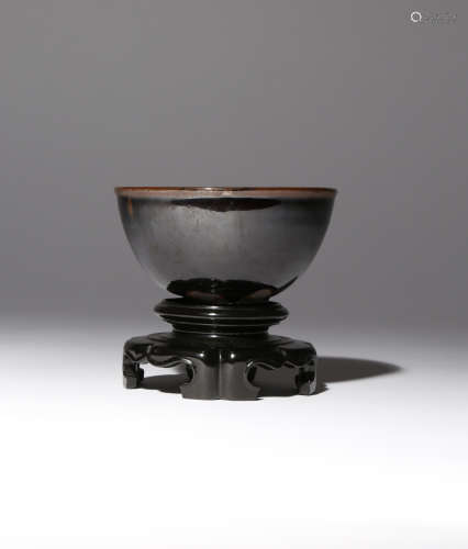 A CHINESE JIAN-TYPE TEA BOWL PROBABLY SONG DYNASTY The deep rounded sides decorated in a thick black