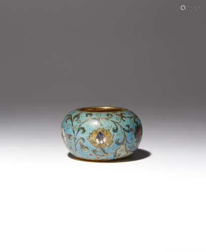 A CHINESE CLOISONNE 'LOTUS' WATERPOT MING DYNASTY The compressed circular body decorated with