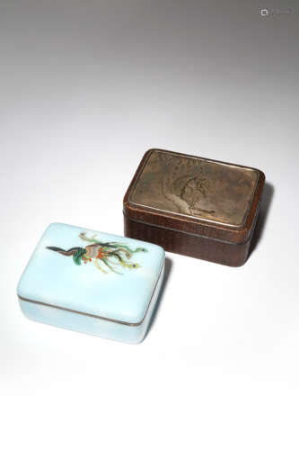 TWO JAPANESE BOXES AND COVERS MEIJI PERIOD, 19TH CENTURY Both of rectangular shape, one in woven