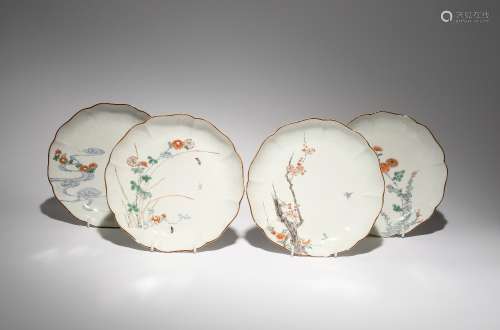 FOUR JAPANESE MOULDED DISHES EDO PERIOD, 18TH CENTURY Each of lobed form, the cavetto moulded with