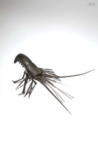 A LARGE JAPANESE MYOCHIN SCHOOL ARTICULATED IRON MODEL OF A SPINY LOBSTER, JIZAI OKIMONO MEIJI