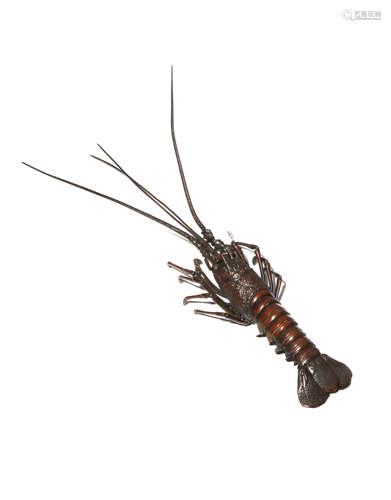 A LARGE JAPANESE ARTICULATED BRONZE MODEL OF A SPINY LOBSTER, JIZAI OKIMONO MEIJI PERIOD, 19TH