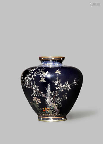 A JAPANESE CLOISONNE ENAMEL VASE IN THE STYLE OF HAYASHI KODENJI (1831-1915) MEIJI PERIOD, 19TH