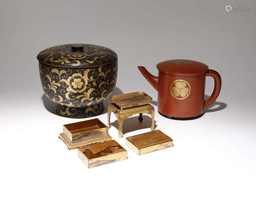 A COLLECTION OF JAPANESE LACQUER PIECES EDO PERIOD, 18TH AND 19TH CENTURY Comprising: a pouring