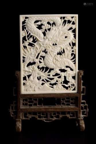 TABLE PANEL OF PIERCED IVORY
