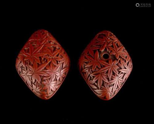 TWO PART LACQUERED NETSUKE