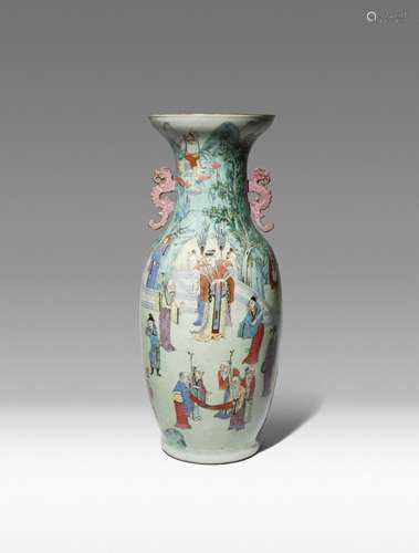 A LARGE CHINESE FAMILLE ROSE 'IMMORTALS' VASE 19TH CENTURY Brightly painted with a continuous