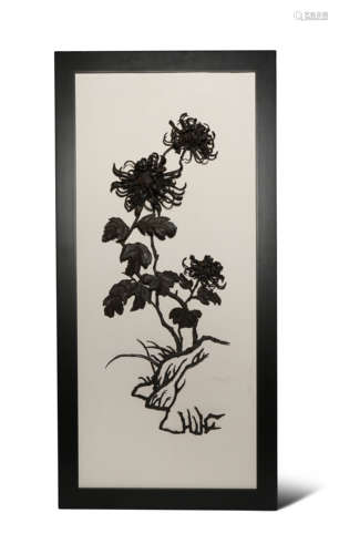 THREE CHINESE IRON PICTURES, TIEHUA LATE QING DYNASTY/REPUBLIC PERIOD One depicting flowering