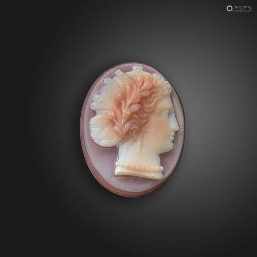 An early 19th century sardonyx cameo by Nicolo Morelli (1771-1838), depicting Flora or Venus in