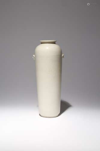 A CHINESE BLANC DE CHINE SLEEVE VASE KANGXI 1662-1722 The tall cylindrical body surmounted by a