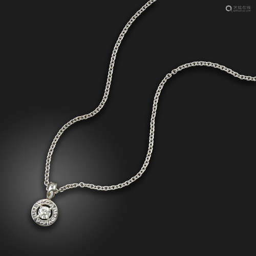 A diamond-set white gold pendant by Bulgari, the round brilliant-cut diamond within heavy-set gold