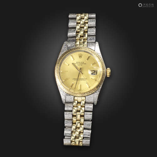 A gentleman's steel and gold Oyster Perpetual wristwatch by Rolex, the champagne dial signed '