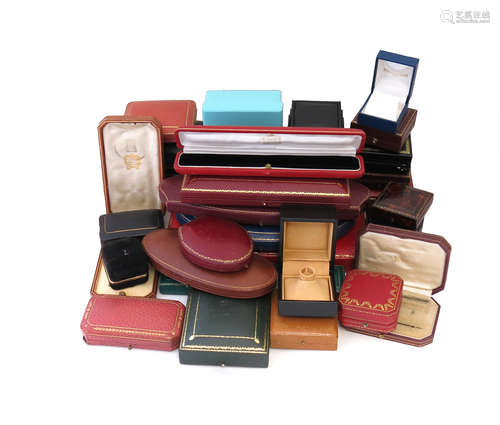 A collection of thirty jewellery boxes, including boxes by Cartier, Carrington, Harvey & Gore,