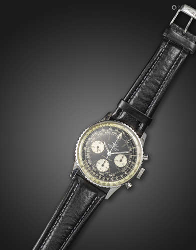 A gentleman's steel wristwatch by Breitling, the black and white dial signed Breitling Geneve