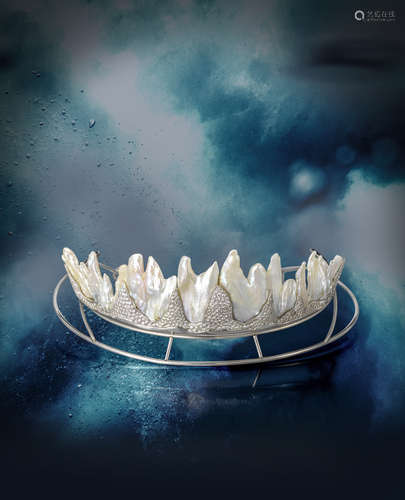 A diamond and cultured freshwater pearl 'Fire & Ice' Tiara by Geoffrey Rowlandson, c.2000, set